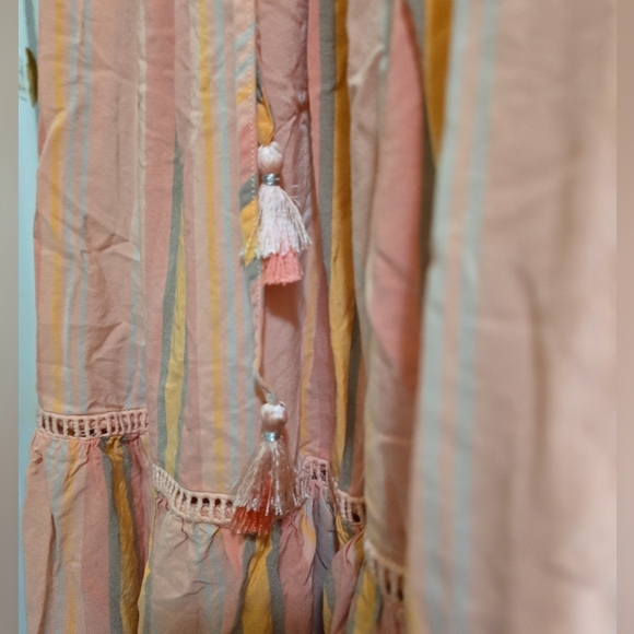 NWOT Matilda Jane Apricot Tree Striped Midi Skirt Small Tiered Tassel Tie Waist - Picture 6 of 6